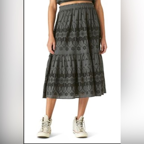 LUCKY BRAND MATCHBACK EYELET MAXI SKIRT - MEDIUM - SOLD OUT - Picture 1 of 9